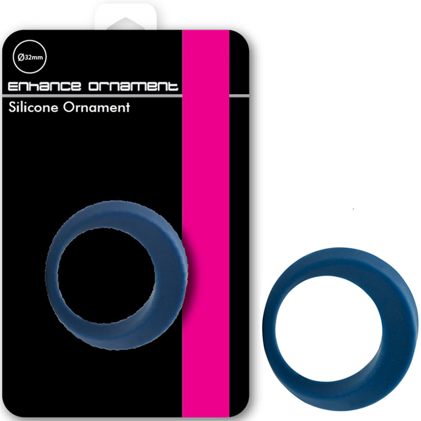 Penis Enhance Ornament Silicone Cock Ring - 32mm Ocean