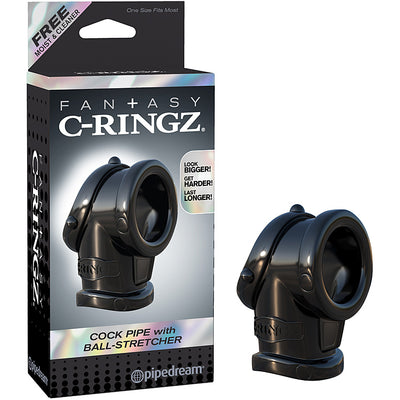 Fantasy C-Ringz Cock Pipe With Ball-Stretcher Black - Godfather Adult Sex and Pleasure Toys