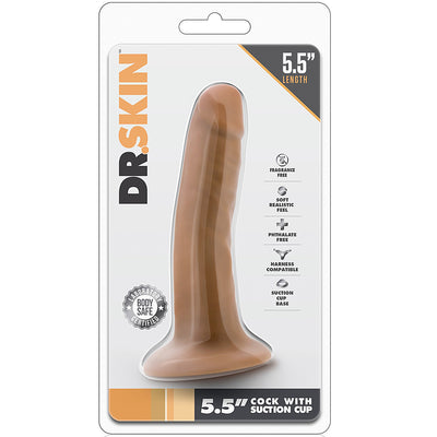 Blush Novelties - Dr. Skin Cock With Suction Cup - 5.5" Mocha