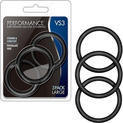 Performance VS1 Pure Premium Silicone Cock Rings - Medium Black