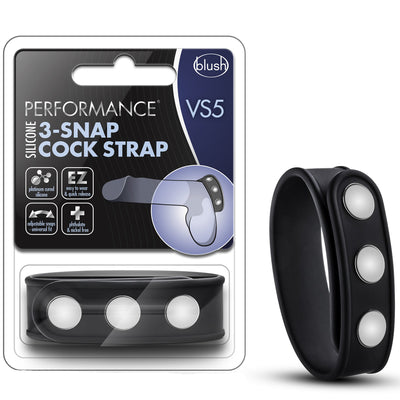 Performance VS5 Silicone 3-Snap Cock Strap - Black