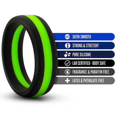Performance Silicone Go Pro Cock Ring - Black/Green