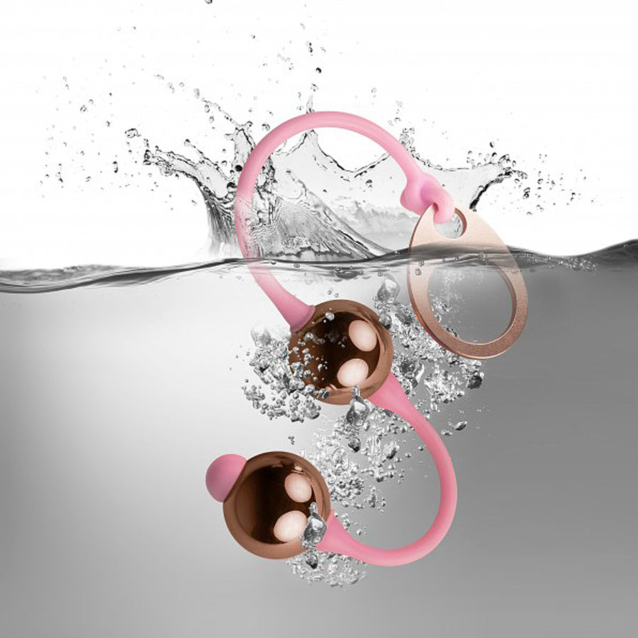 Rocks-Off Golden Love Balls - Rose Gold & Pink