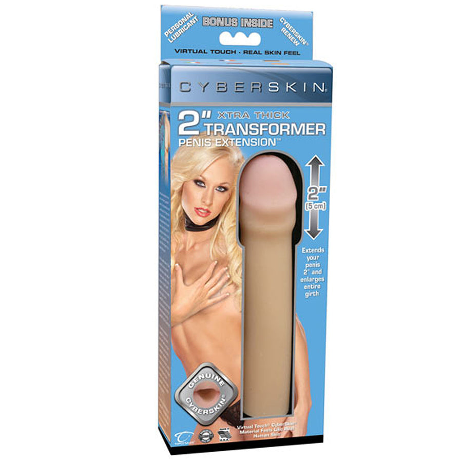 CyberSkin 2 inch Xtra Thick Transformer Penis Extension Light - Godfather Adult Sex and Pleasure Toys