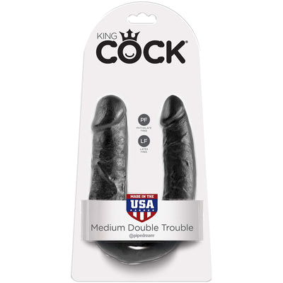King Cock U-Shaped Medium Double Trouble - Black - Godfather Adult Sex and Pleasure Toys