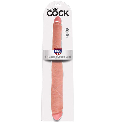 King Cock 16" Tapered Double Dildo - Flesh - Godfather Adult Sex and Pleasure Toys