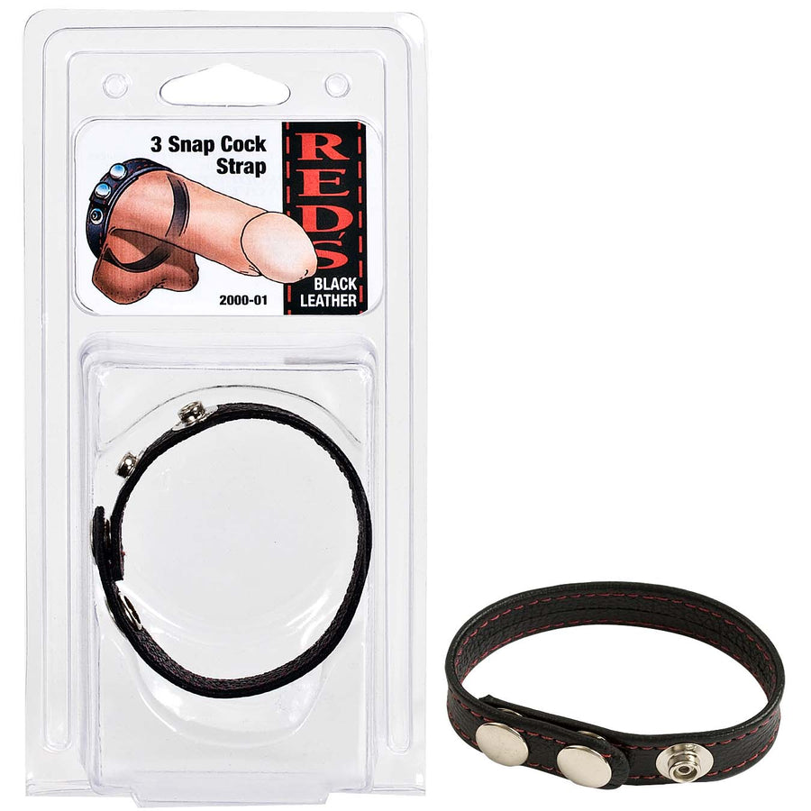 Cock & Ball Straps - Leather - 3 Snap - Godfather Adult Sex and Pleasure Toys