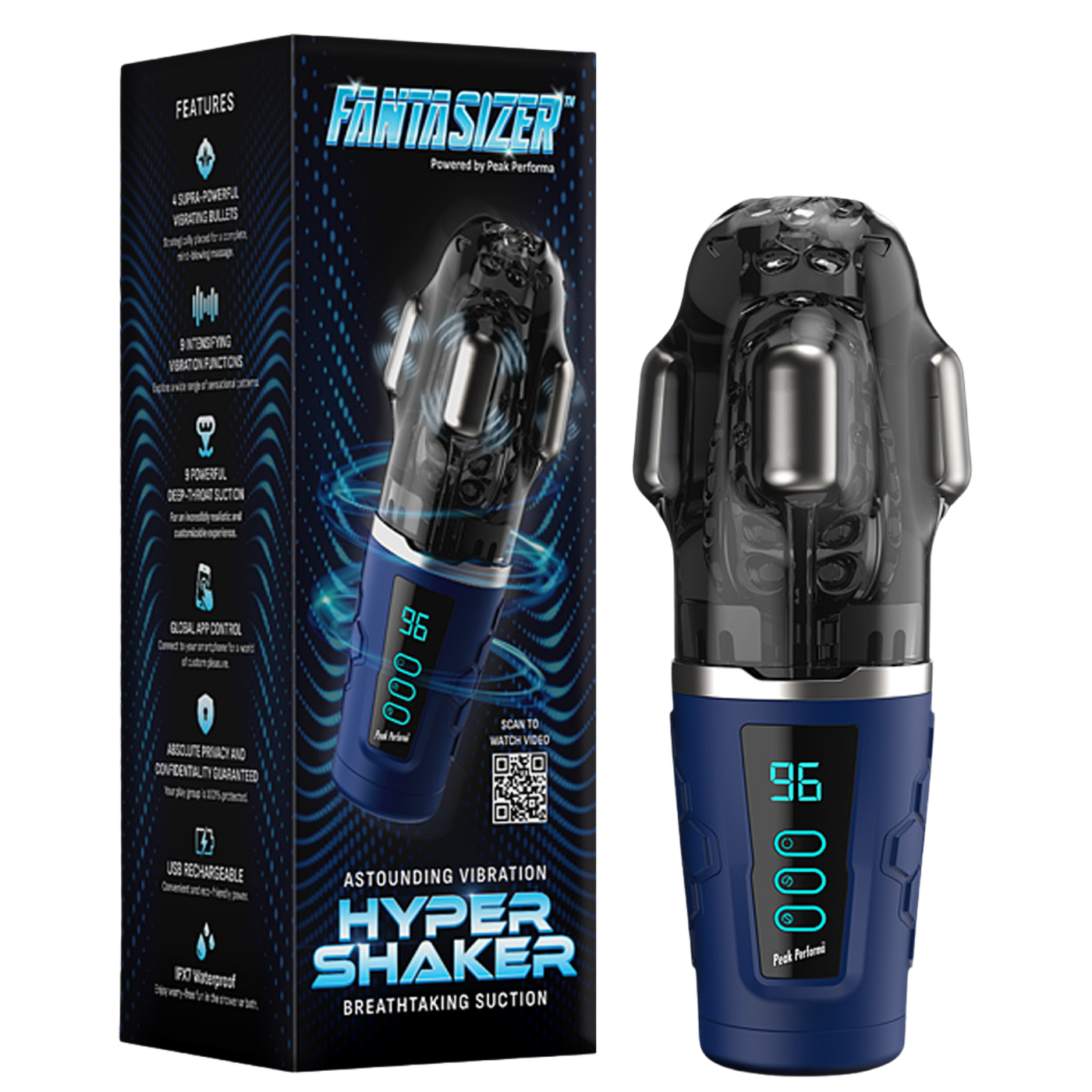 Hypershaker™ App-Controlled Vibrating Masturbator - Black