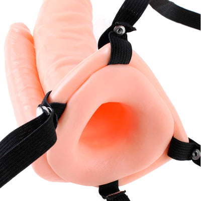 Fetish Fantasy Series 6" Double Penetrator Vibrating Hollow Strap-On - Godfather Adult Sex and Pleasure Toys