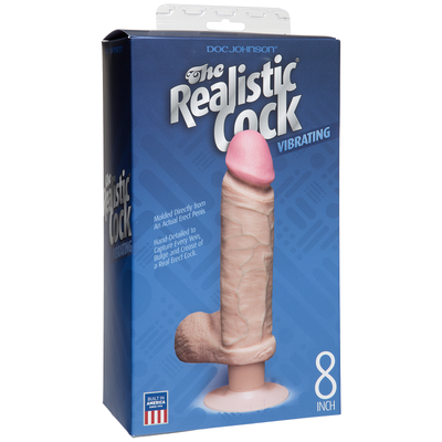 The Realistic Cock Vibrating 8” - White - Godfather Adult Sex and Pleasure Toys