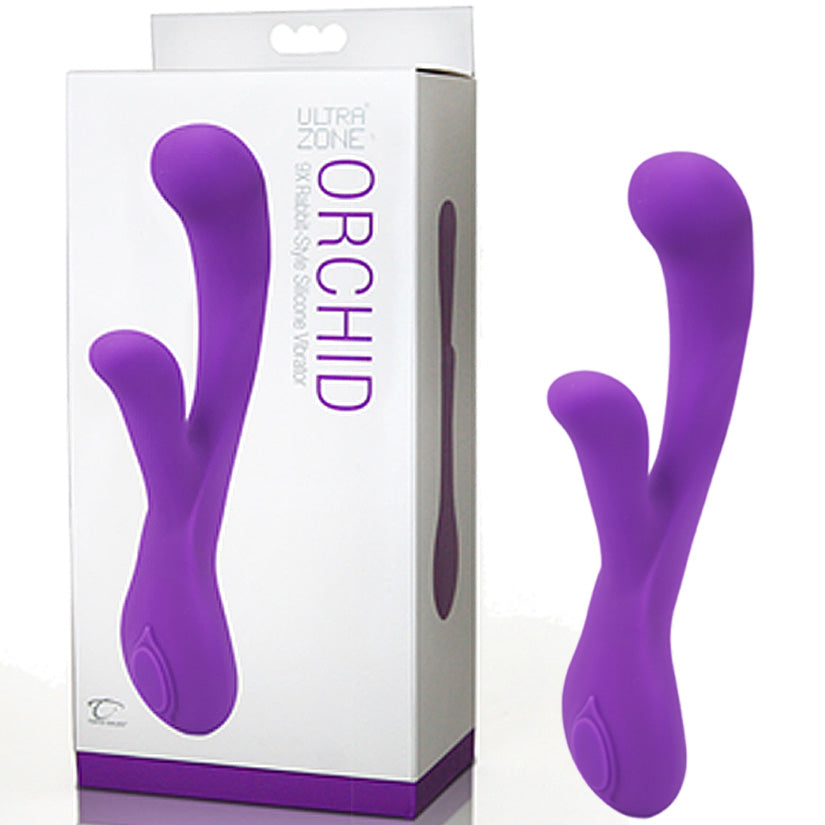 UltraZone Orchid 9X Rabbit Style Silicone Vibrator - Purple - Godfather Adult Sex and Pleasure Toys