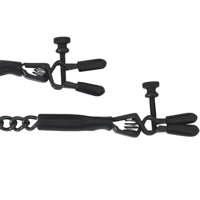 Spartacus Spring Jaw Clamp With Link Chain - Black - Godfather Adult Sex and Pleasure Toys