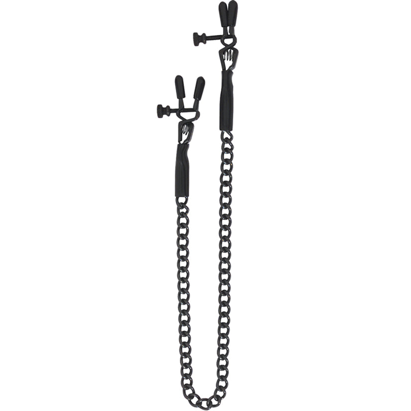 Spartacus Spring Jaw Clamp With Link Chain - Black - Godfather Adult Sex and Pleasure Toys