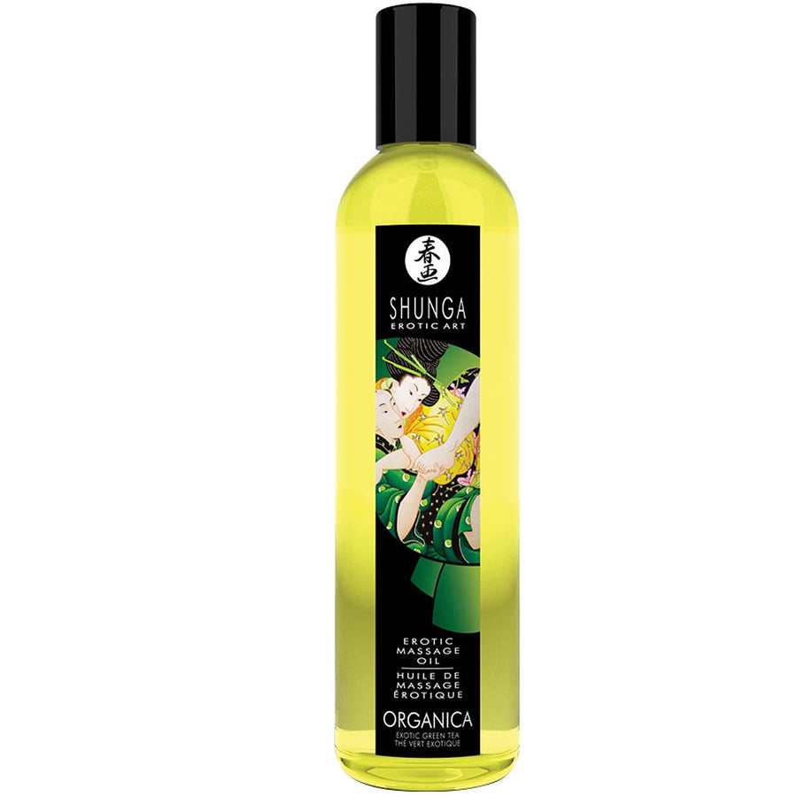 Shunga Organica Massage Oil-Green Tea 8oz - Godfather Adult Sex and Pleasure Toys