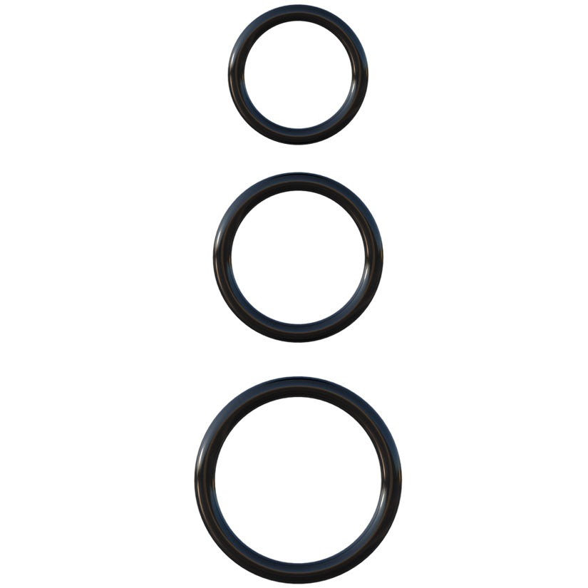 Fantasy C-Ringz Silicone 3-Ring Stamina Set Black - Godfather Adult Sex and Pleasure Toys