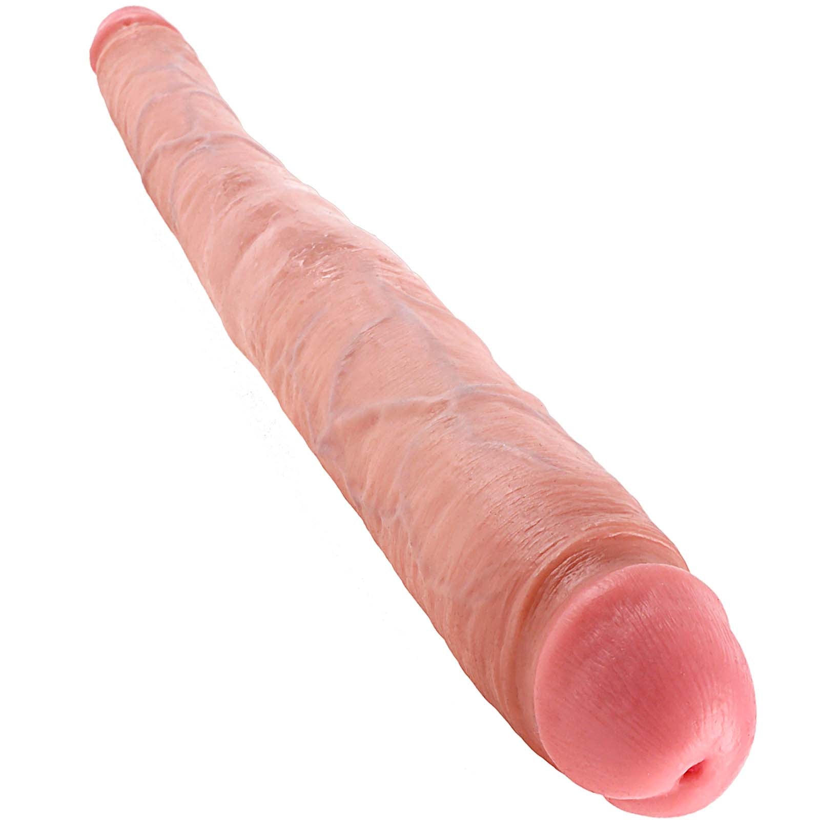 King Cock 16" Tapered Double Dildo - Flesh - Godfather Adult Sex and Pleasure Toys