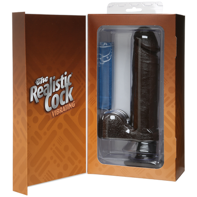 The Realistic Cock Vibrating 8” - Black - Godfather Adult Sex and Pleasure Toys