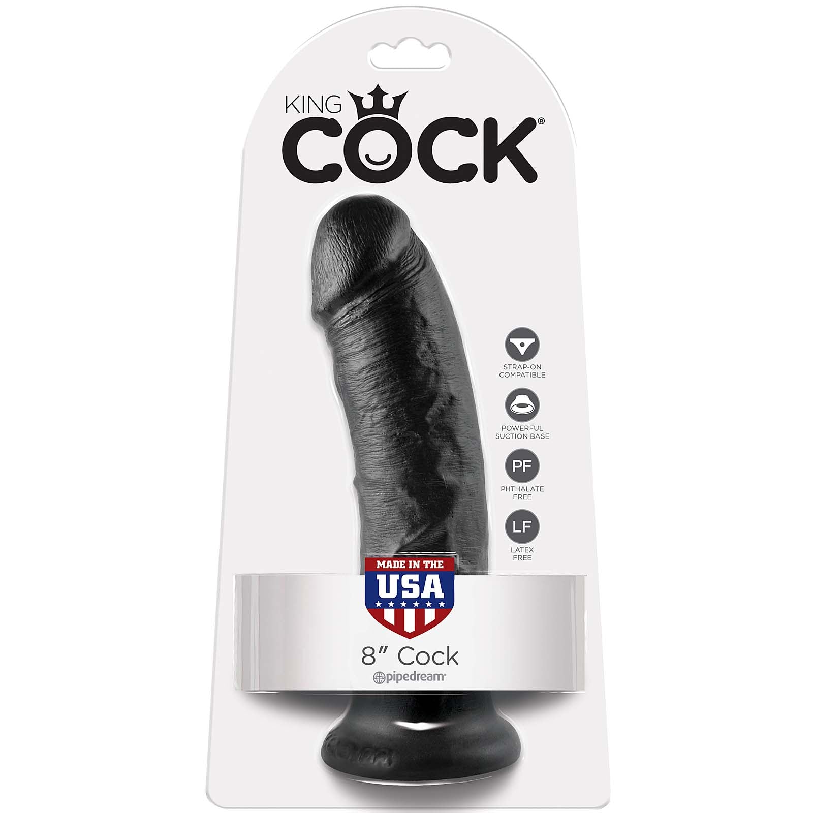 King Cock 8" Cock-Black - Godfather Adult Sex and Pleasure Toys
