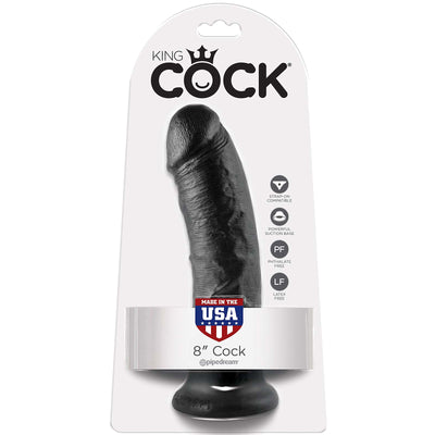 King Cock 8" Cock-Black - Godfather Adult Sex and Pleasure Toys
