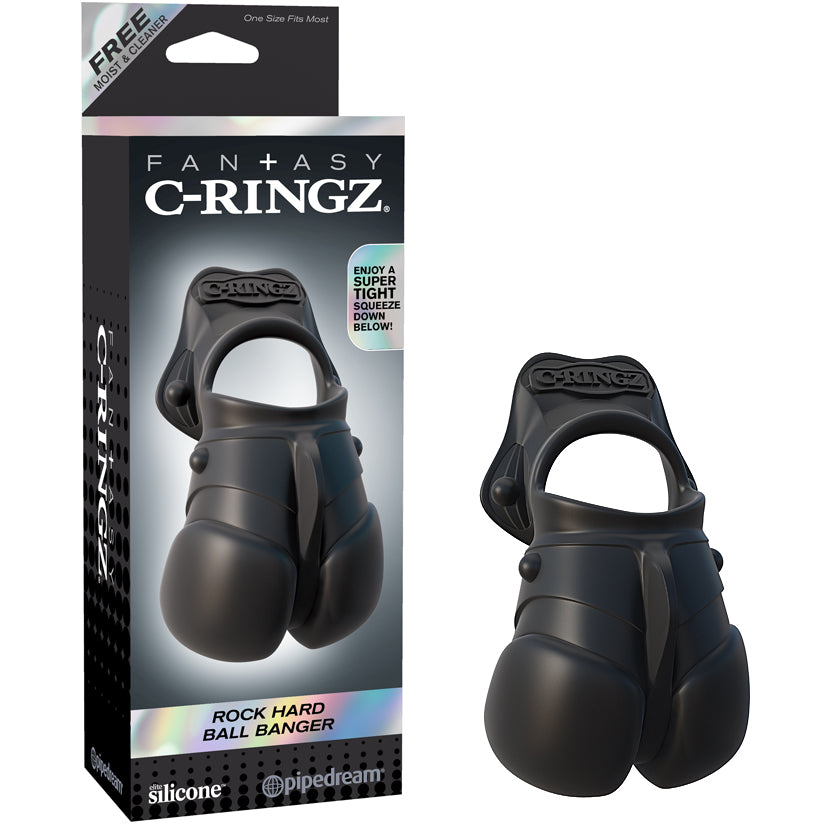 Fantasy C-Ringz Rock Hard Ball Banger Black - Godfather Adult Sex and Pleasure Toys