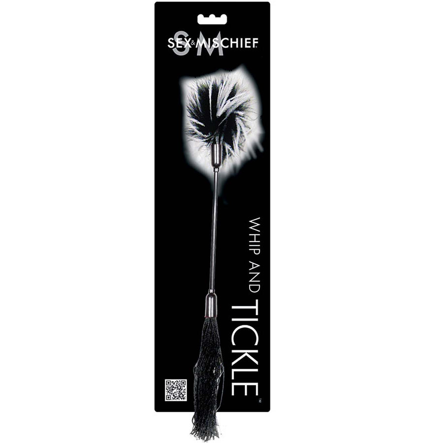 S&M Whip & Tickle-Black/White - Godfather Adult Sex and Pleasure Toys