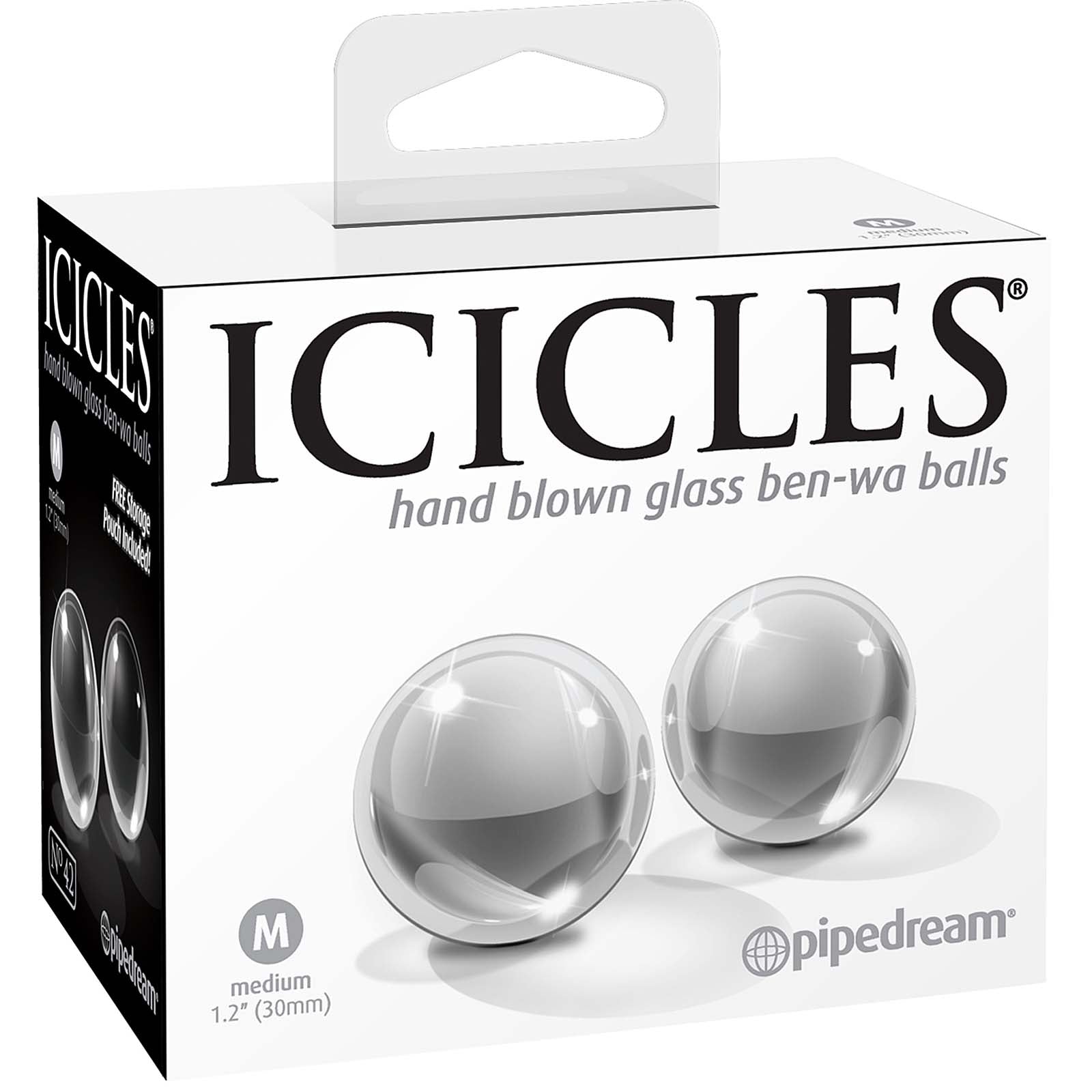 Icicles No.42-Ben Wa Balls - Clear Medium 1.2" - Godfather Adult Sex and Pleasure Toys