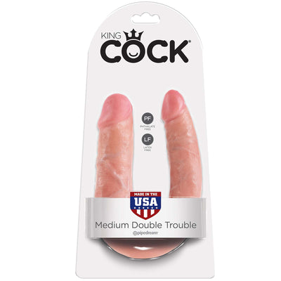 King Cock U-Shaped Medium Double Trouble - Flesh - Godfather Adult Sex and Pleasure Toys
