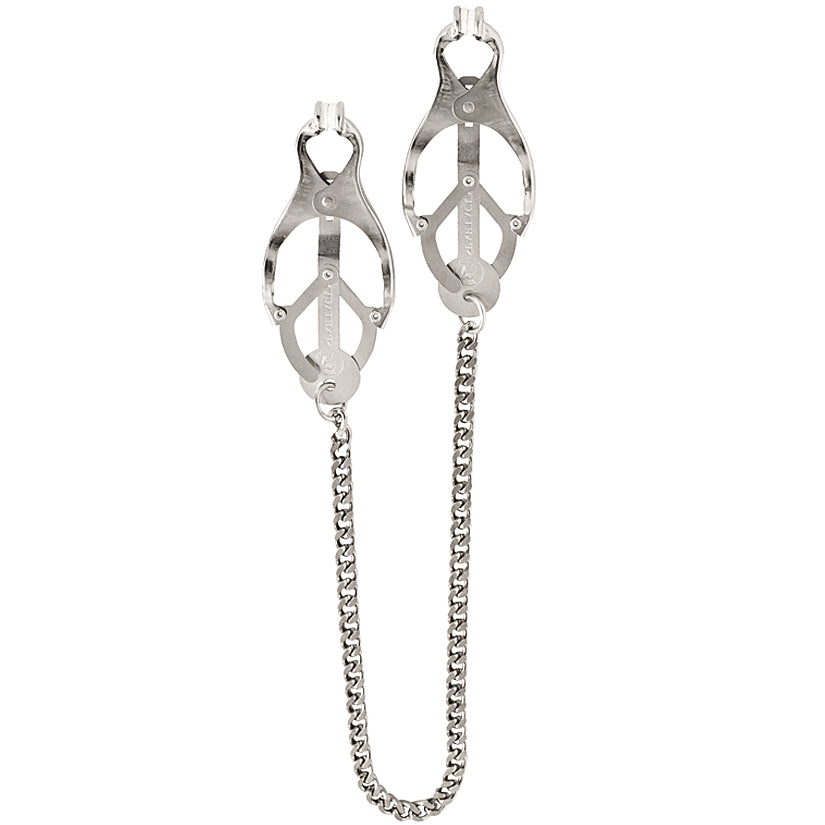 Spartacus Endurance Butterfly Clamp With Jewel Chain - Silver - Godfather Adult Sex and Pleasure Toys