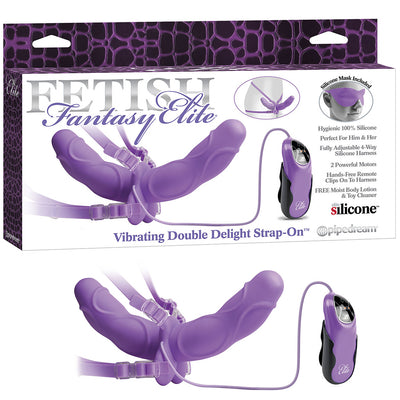 Fetish Fantasy Elite Vibrating Double Delight Strap-On - Purple - Godfather Adult Sex and Pleasure Toys