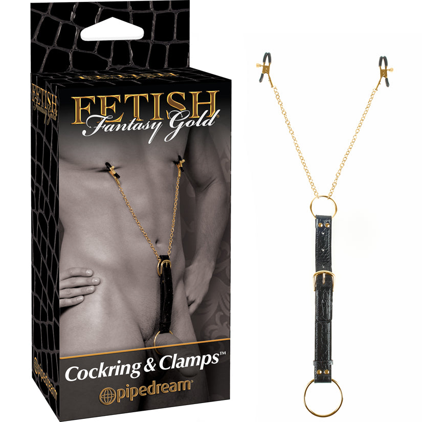 Fetish Fantasy Gold Cockring & Nipple Clamps