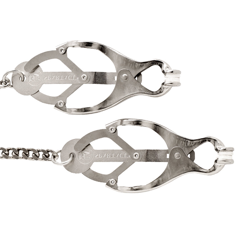 Spartacus Endurance Butterfly Clamp With Jewel Chain - Silver - Godfather Adult Sex and Pleasure Toys