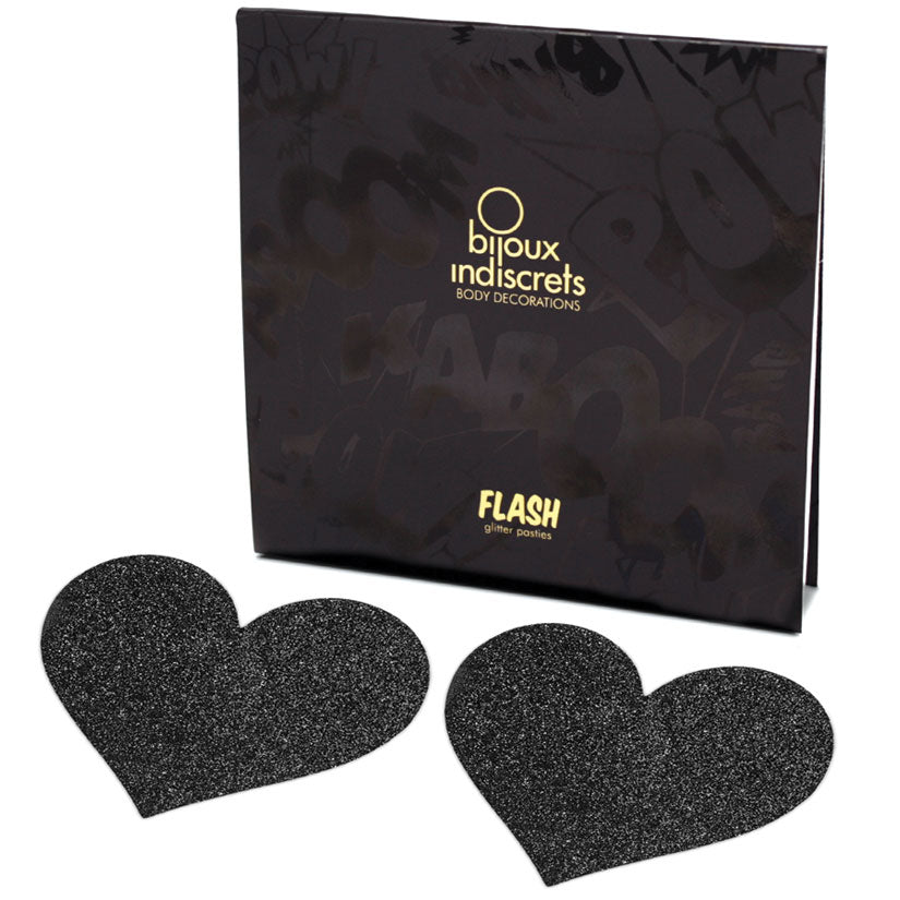 Bijoux Flash Heart Glitter Pasties-Black