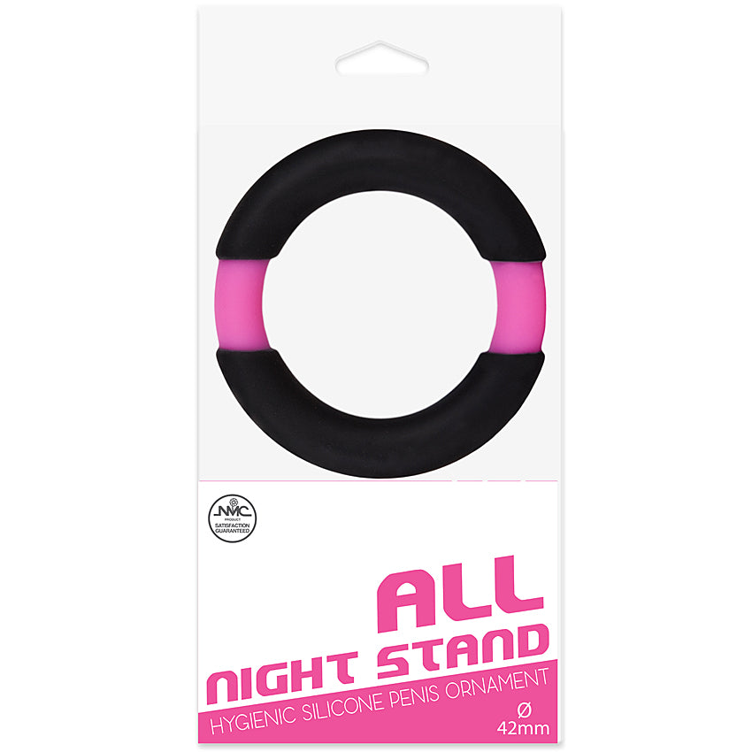 All Night Stand Silicone Penis Ring 42mm-Pink/Black - Godfather Adult Sex and Pleasure Toys