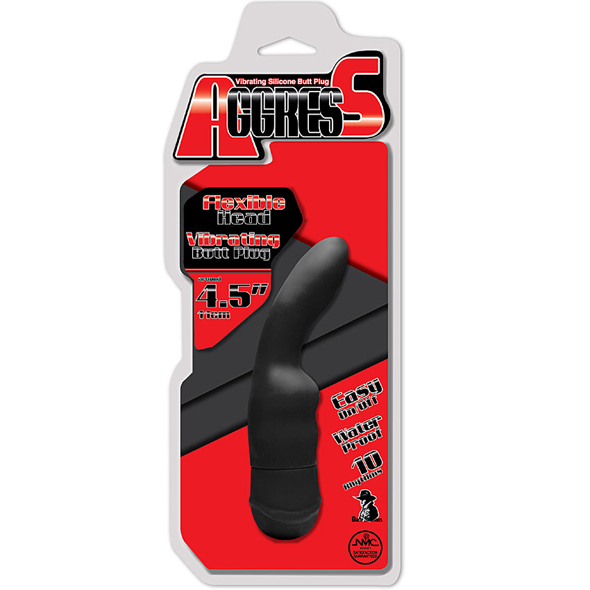 Aggress Vibrating Silicone Butt Plug-Black