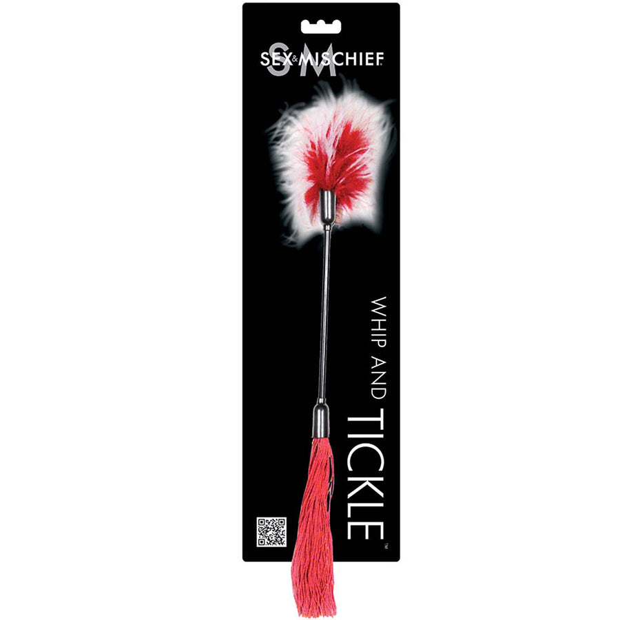 S&M Whip & Tickle-Red/White - Godfather Adult Sex and Pleasure Toys