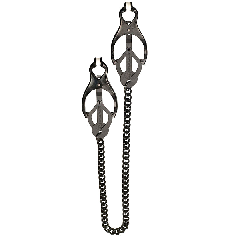 Spartacus Enduracne Butterfly Clamp With Link Chain - Black - Godfather Adult Sex and Pleasure Toys