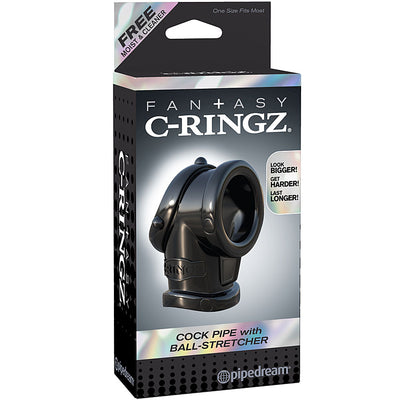 Fantasy C-Ringz Cock Pipe With Ball-Stretcher Black - Godfather Adult Sex and Pleasure Toys