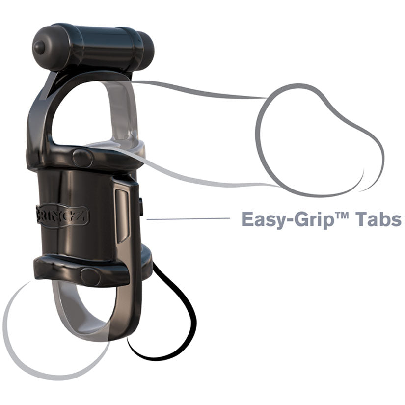 Fantasy C-Ringz Vibrating Cock Pipe With Ball-Stretcher - Black - Godfather Adult Sex and Pleasure Toys