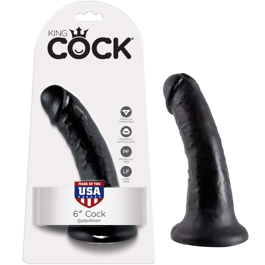 King Cock  6" Cock - Black - Godfather Adult Sex and Pleasure Toys