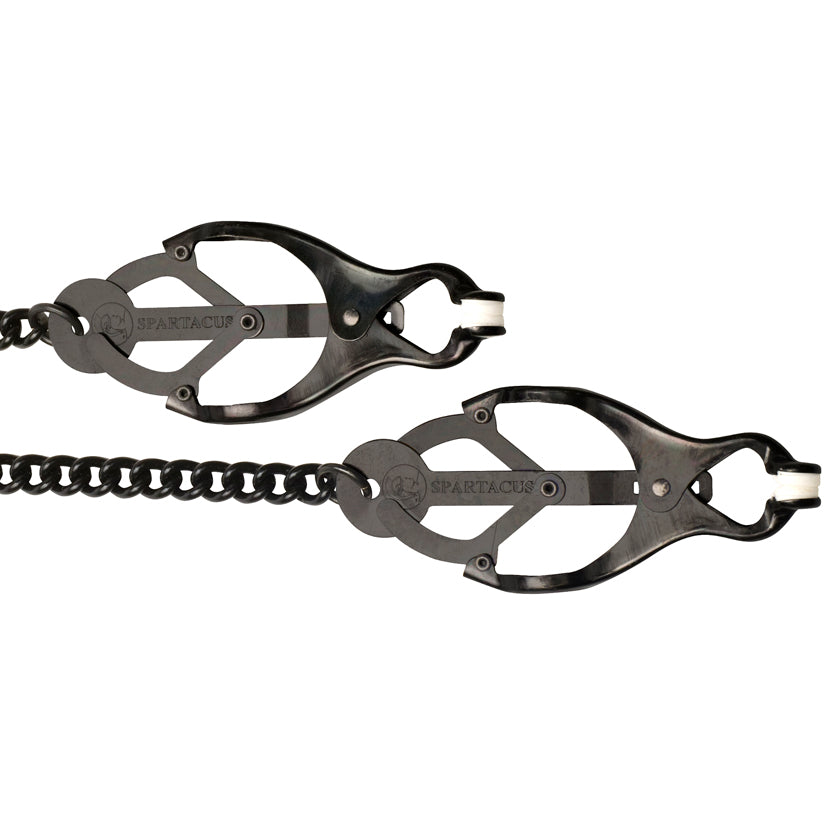 Spartacus Enduracne Butterfly Clamp With Link Chain - Black - Godfather Adult Sex and Pleasure Toys