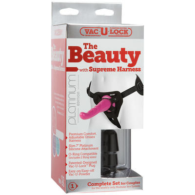 Vac-U-Lock Platinum Edition - The Beauty with Supreme Harness - Pink - Godfather Adult Sex and Pleasure Toys