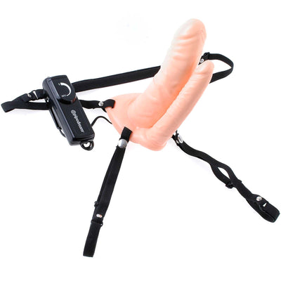 Fetish Fantasy Series 6" Double Penetrator Vibrating Hollow Strap-On - Godfather Adult Sex and Pleasure Toys