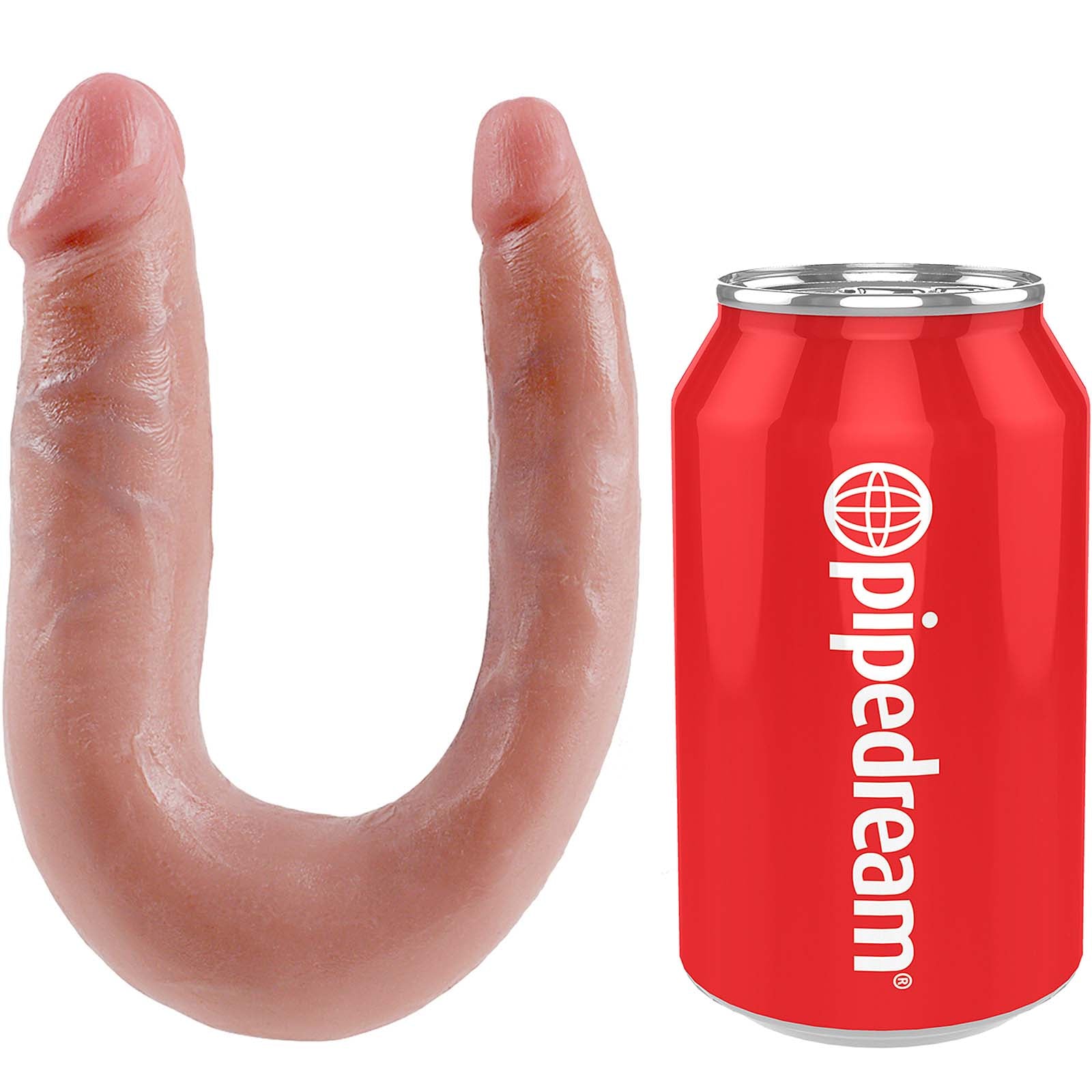 King Cock U-Shaped Small Double Trouble - Flesh - Godfather Adult Sex and Pleasure Toys