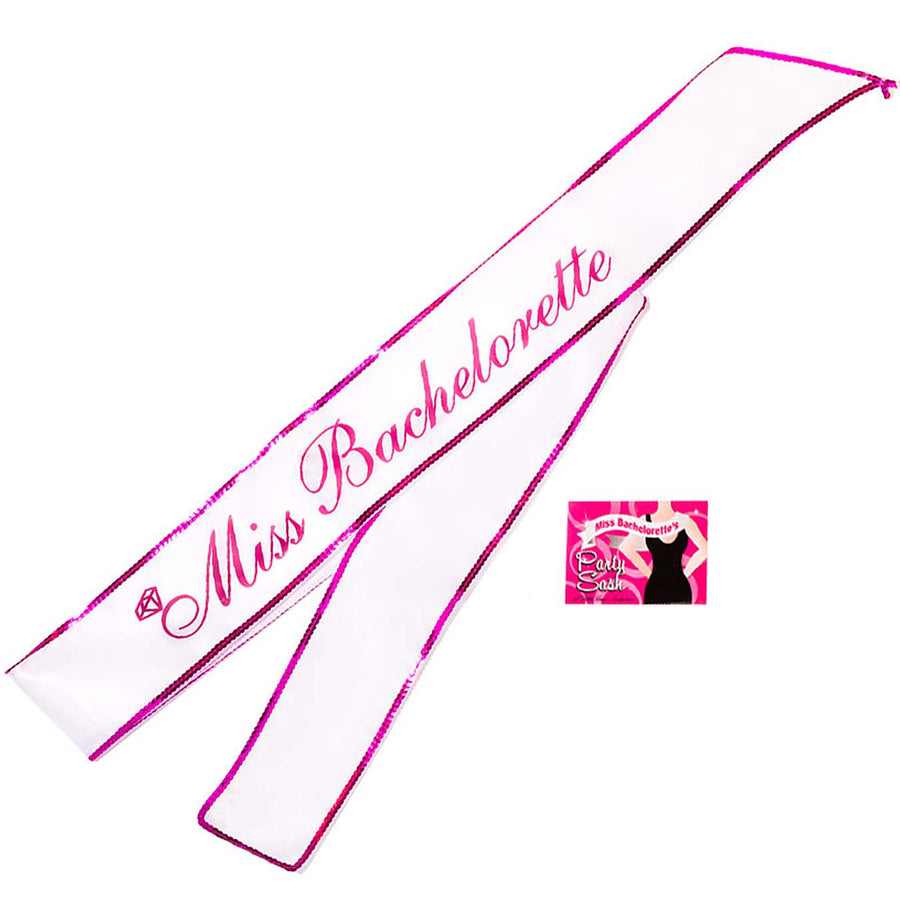 Miss Bachelorette Party Sash-Pink/White - Godfather Adult Sex and Pleasure Toys