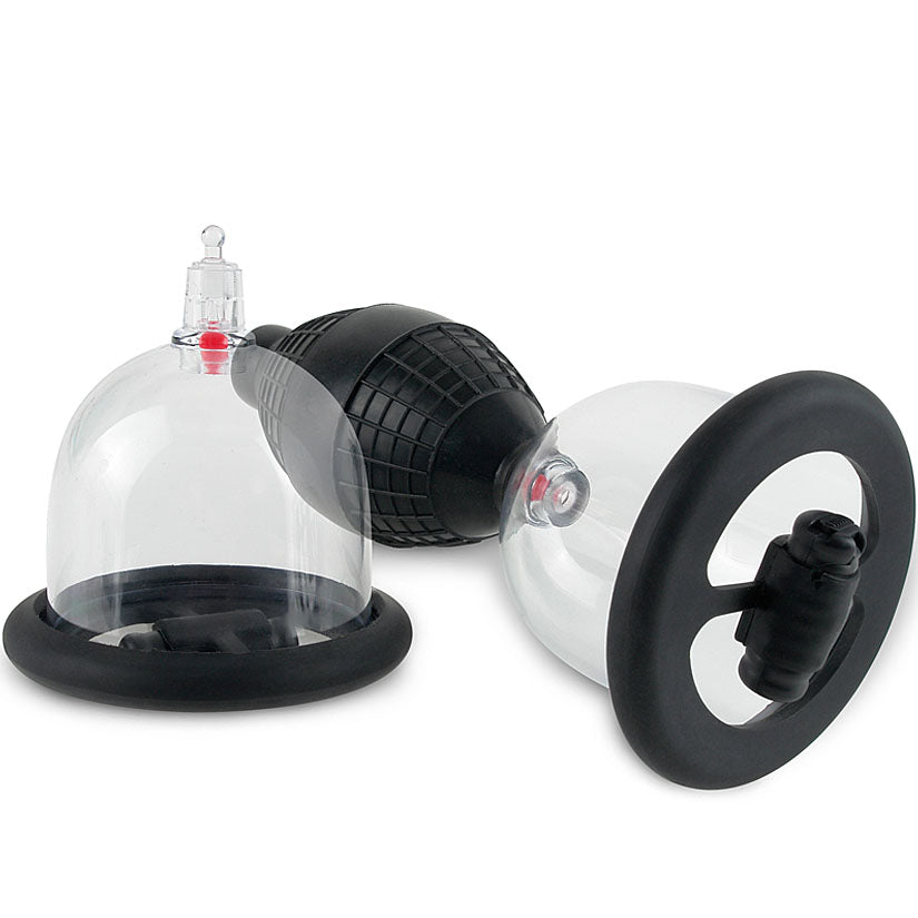 Fetish Fantasy Series Vibrating Nipple Pleasure Cups - Black - Godfather Adult Sex and Pleasure Toys