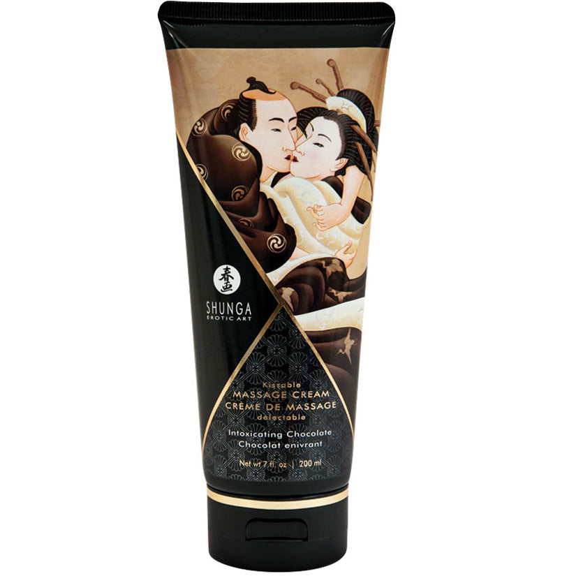 Shunga Kissable Massage Cream-Chocolate 7oz - Godfather Adult Sex and Pleasure Toys