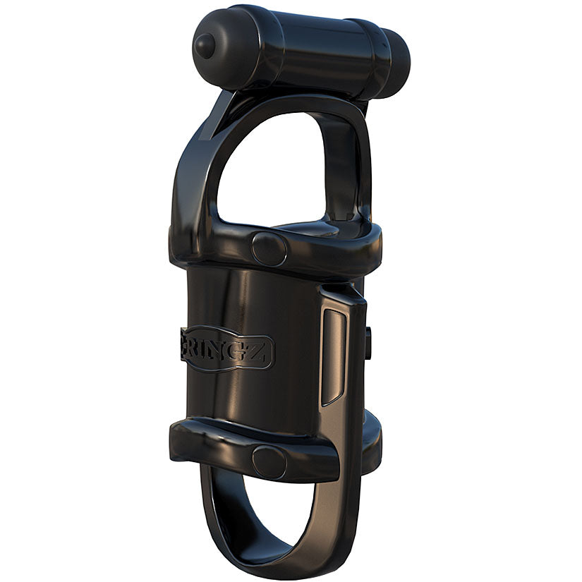 Fantasy C-Ringz Vibrating Cock Pipe With Ball-Stretcher - Black - Godfather Adult Sex and Pleasure Toys