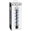 Icicles No.20-Waterproof Glass Vibrator-Blue Swril 7" - Godfather Adult Sex and Pleasure Toys