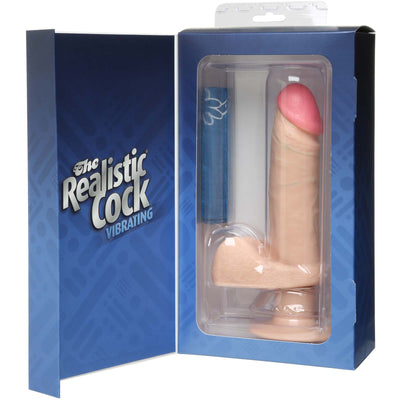 The Realistic Cock Vibrating 6” - White - Godfather Adult Sex and Pleasure Toys