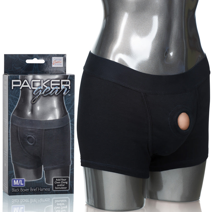 Packer Gear Boxer Brief Harness-Black M/L - Godfather Adult Sex and Pleasure Toys